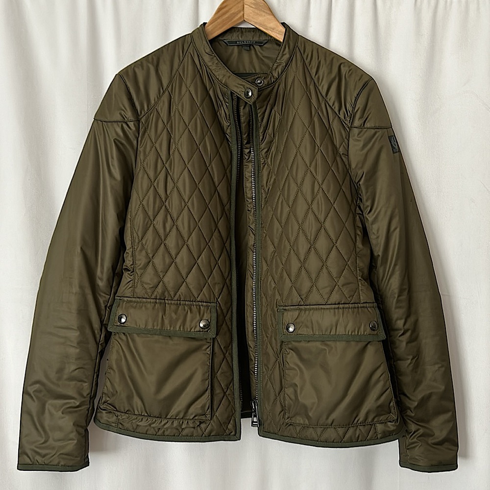 Belstaff Army Green Aynsley Diamond Quilted Jacket Coat **Sz 44/US Size L** 💚💚 - Picture 3 of 10